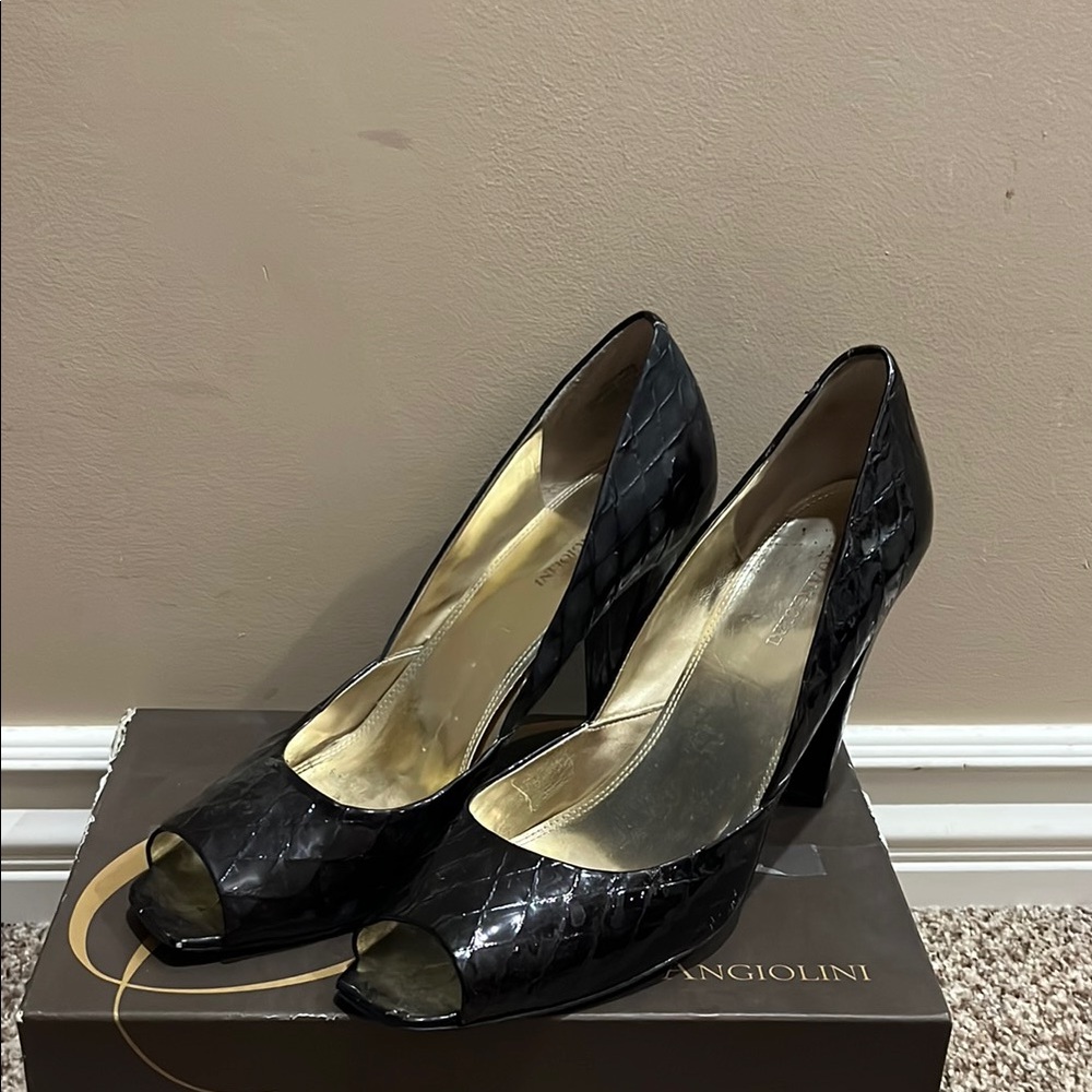 Elegant Black Peep-Toe Heels
